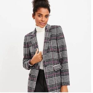 LOFT Women's Black and White Plaid Jacket NWT